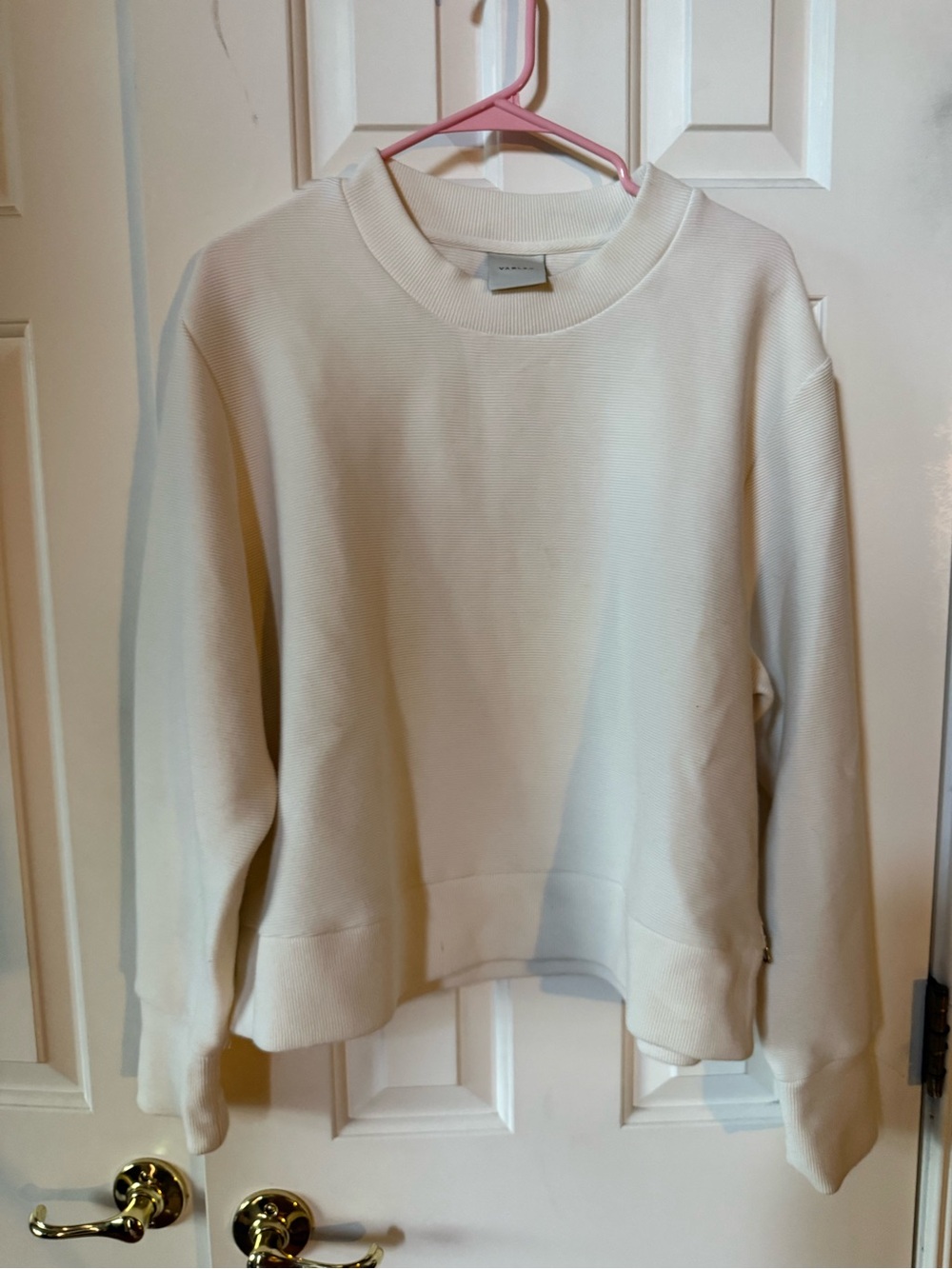 Varley Addelyn Ottoman Ribbed Side-Zip Sweatshirt Ivory Off-White [large]